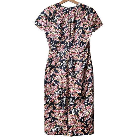 LK Bennett Dr Gabriel Shift Dress Navy Blue/Pink/Yellow Abstract Blossom Sz 6 - Picture 7 of 14